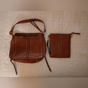 Montana West Tan Studded Shoulder Bag with Matching Wristlet